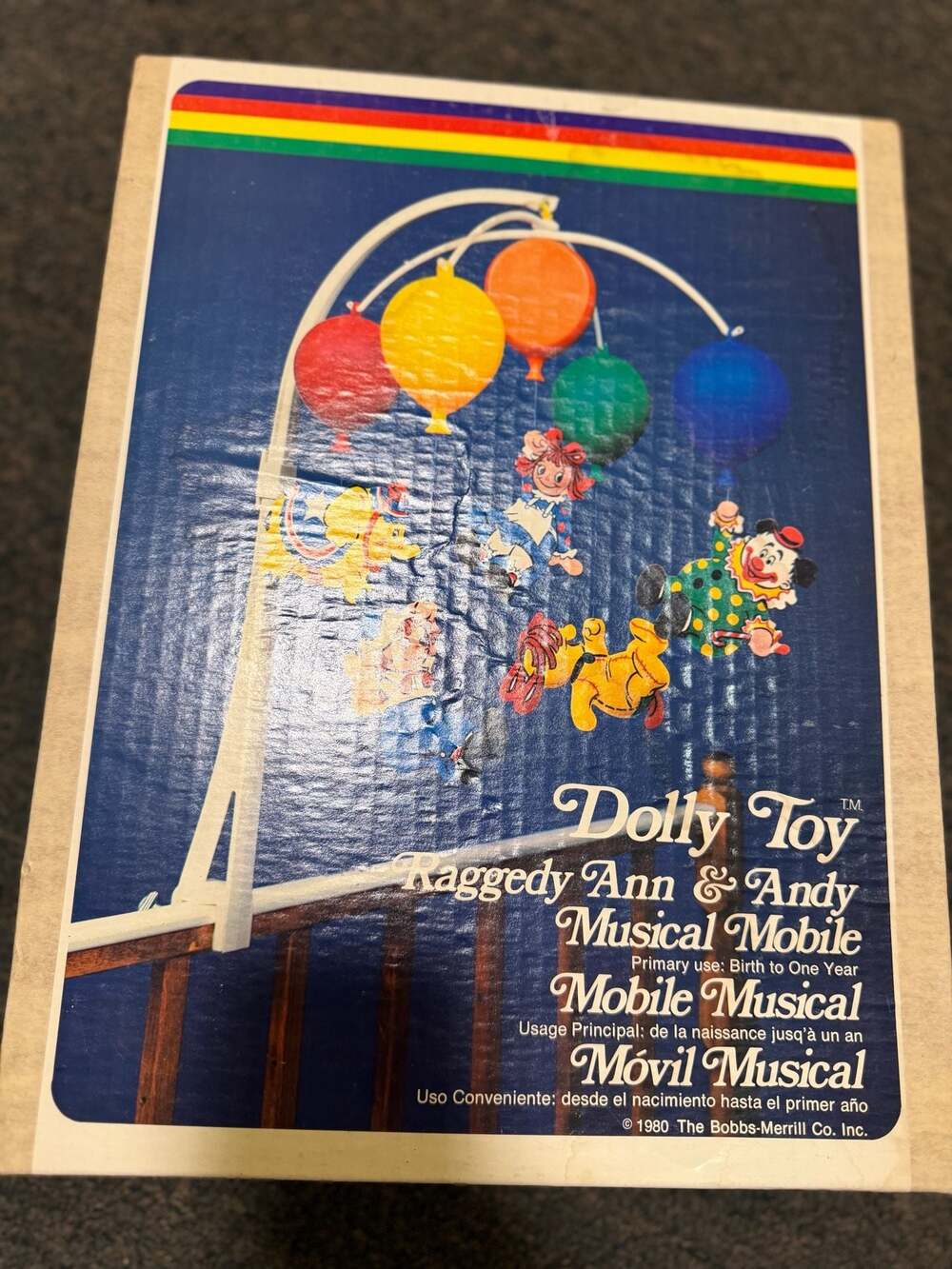 Vintage 1980 Dolly Toy Raggedy Ann & Andy Musical Crib Mobile #613